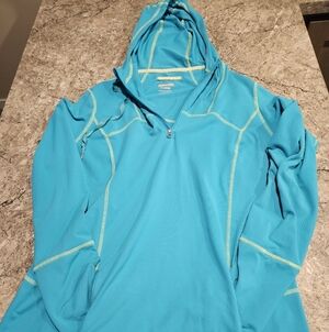 Kirkland Signature Teal Pullover with Beige Stitching